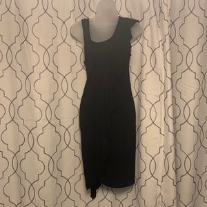 Mason by Michelle Mason Black dress with asymmetrical ruffle